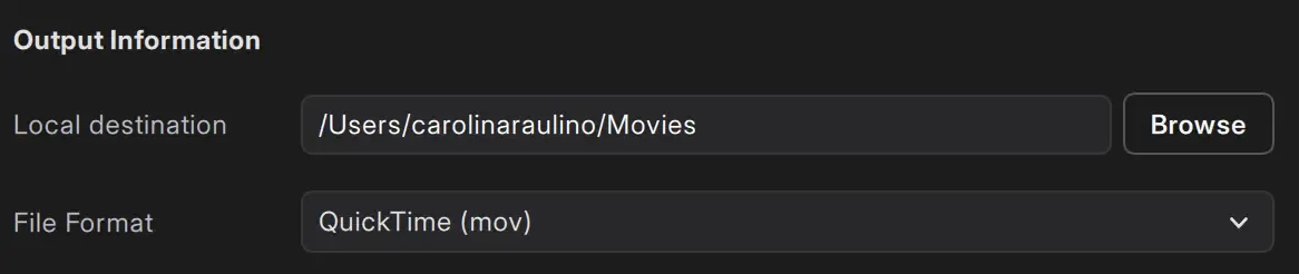 Recording output settings